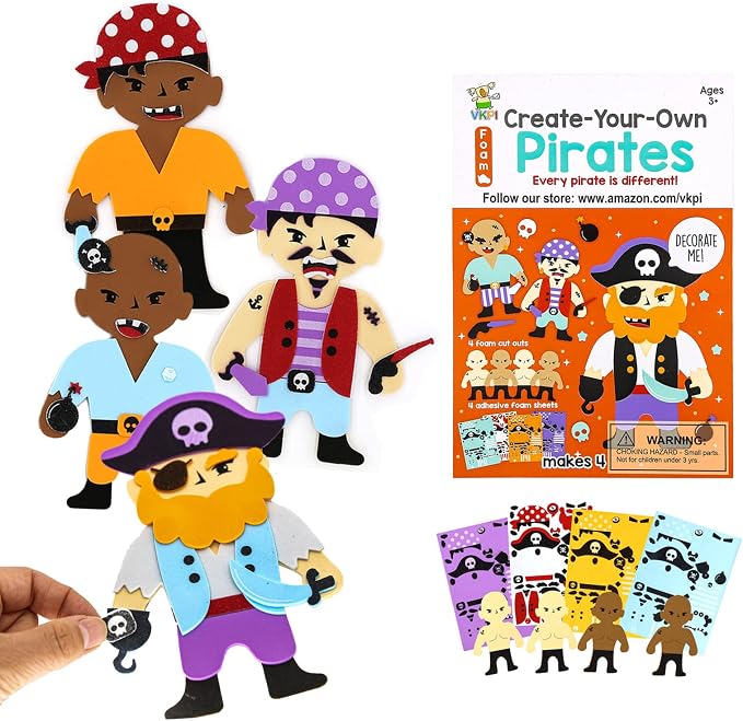 VKPI 4 Pieces EVA Foam Art Crafts Gift Kit, Creative Make Your Own Pirates