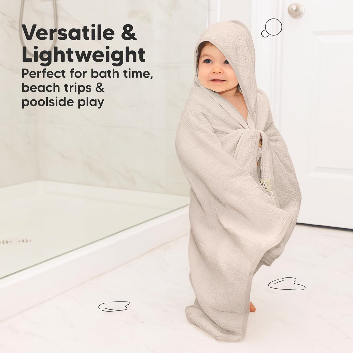 KeaBabies Muslin Hooded Baby Towels for Newborn Girls, Boys - 2-Pack, 35x35 Organic Cotton Baby Bath Towels Hooded, Soft Absorbent, Toddlers, Kids, Infant, Newborn Bath Essentials (Sage, Regular)