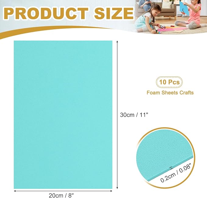 uxcell 10 Pcs Green EVA A4 Foam Sheets Crafts, 12 x 8 Inch Foam Paper