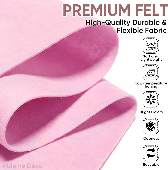 Light Pink Soft Felt Fabric Sheet 18" x 36", 1.6mm Acrylic Craft Felt | Soft