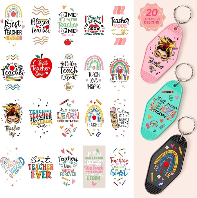Kaciola Studio Teacher UV DTF Wrap Stickers-80PCS School Theme UV DTF Stickers