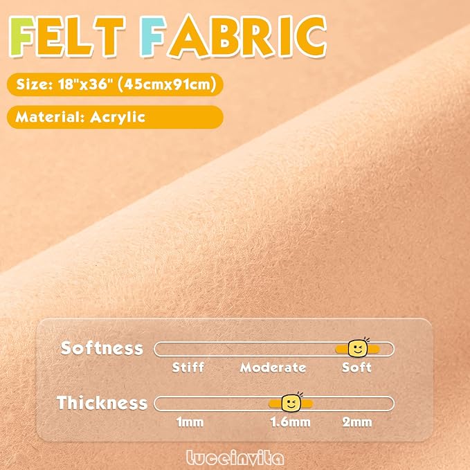 Peach 18" X 36" Felt Fabric Sheet