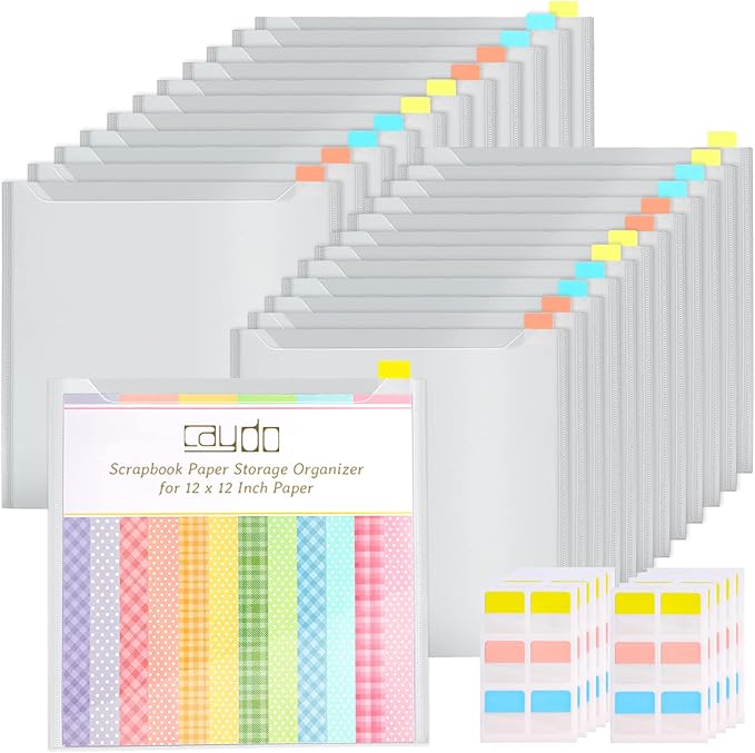 Caydo 24 Pieces Scrapbook Paper Storage Organizer