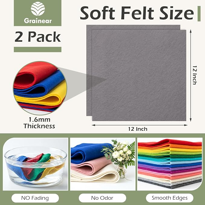Dark Gray Soft Felt Sheets for Crafts, 1.6mm Thick, Handmade Crafts, DIY