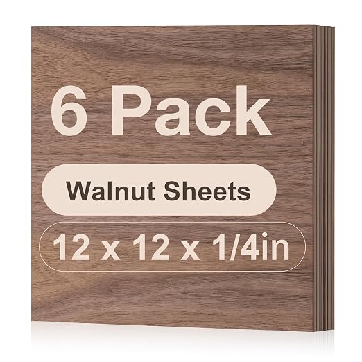 Rowood 6 Pack Walnut Plywood 1/4, Thin 6mm Unfinished Plywood