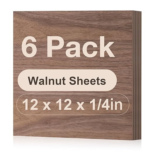 6 Pack Walnut Plywood, Thin Wood Sheets Blanks