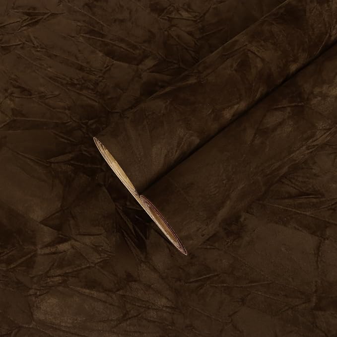CHIHUT 12''x100'' Brown Velvet Flocking Contact Paper Self Adhesive Velvet