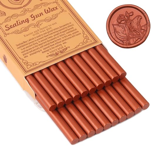 Red Gold Sealing Wax Sticks, WASOHLING 20Pcs Glue Gun Wax Seal Sticks