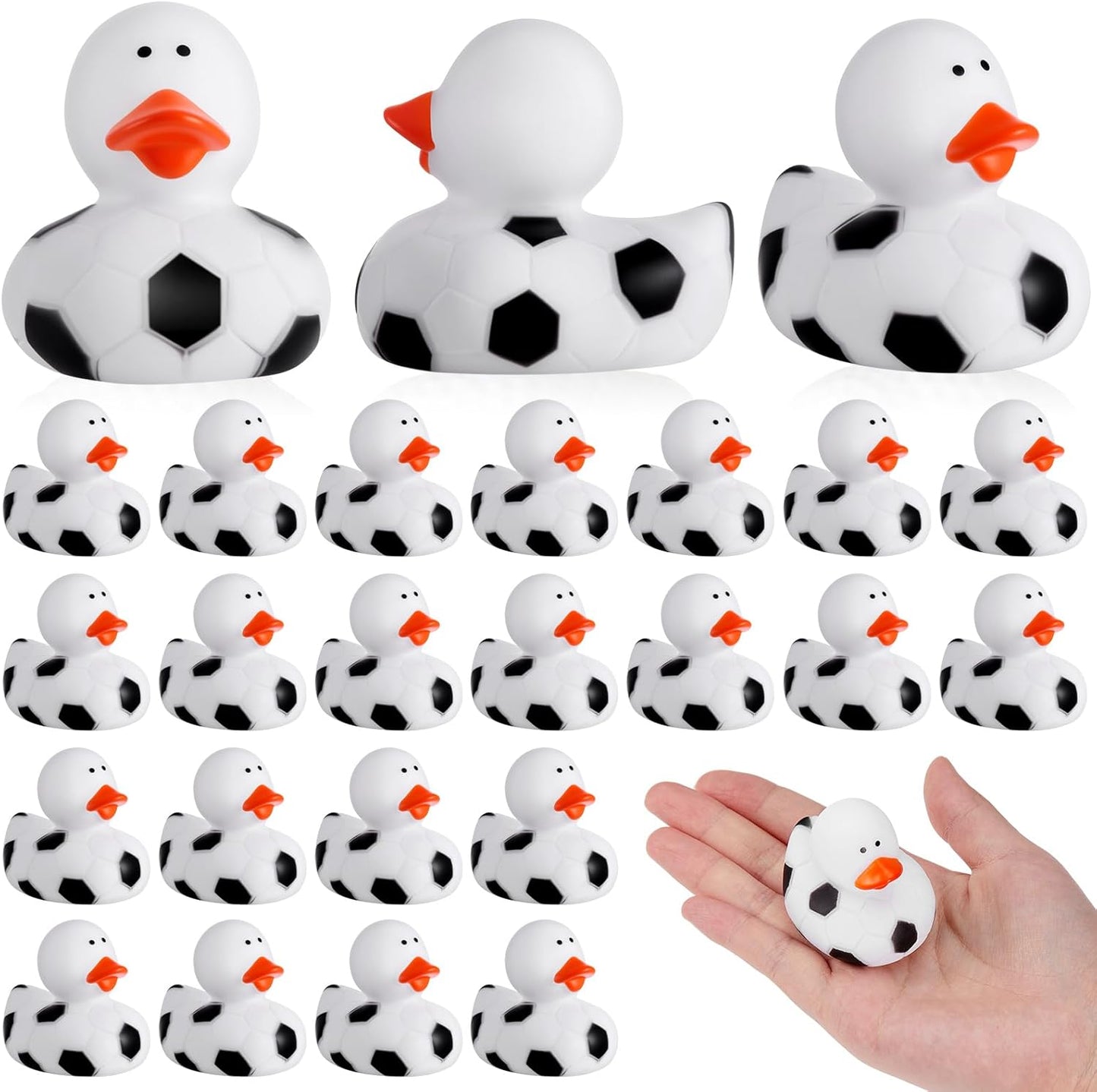 Deekin 24 Pcs Rubber Duck 2 Inch Bulk Sport Party Favors for Birthday Party Decorations Club Player Gift (Soccer)