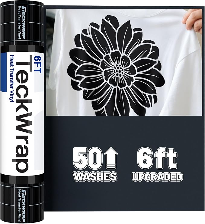 TECKWRAP Heat Transfer Vinyl for T-Shirts, 50+ Washes, REACH Certified & Dryer