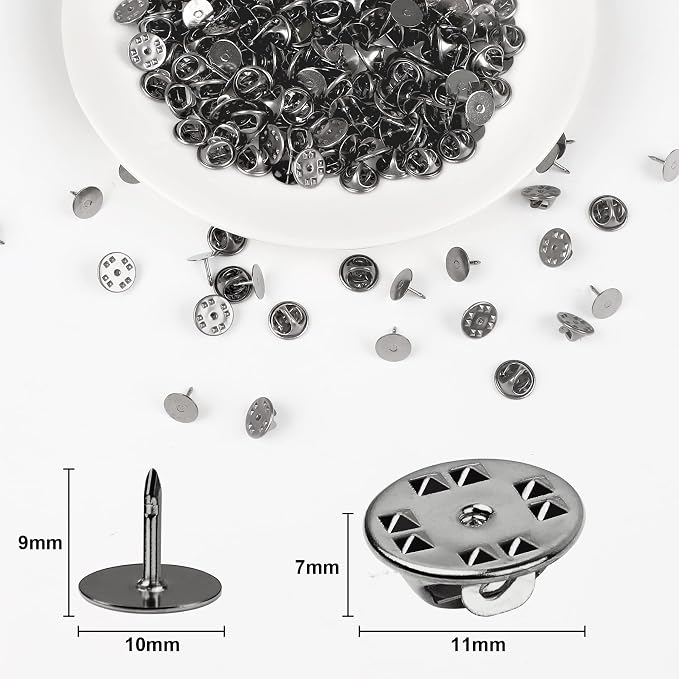 JANYUN 120 Pairs Black Butterfly Clutch Tie Tacks Blank Pin Clasp Back | Metal