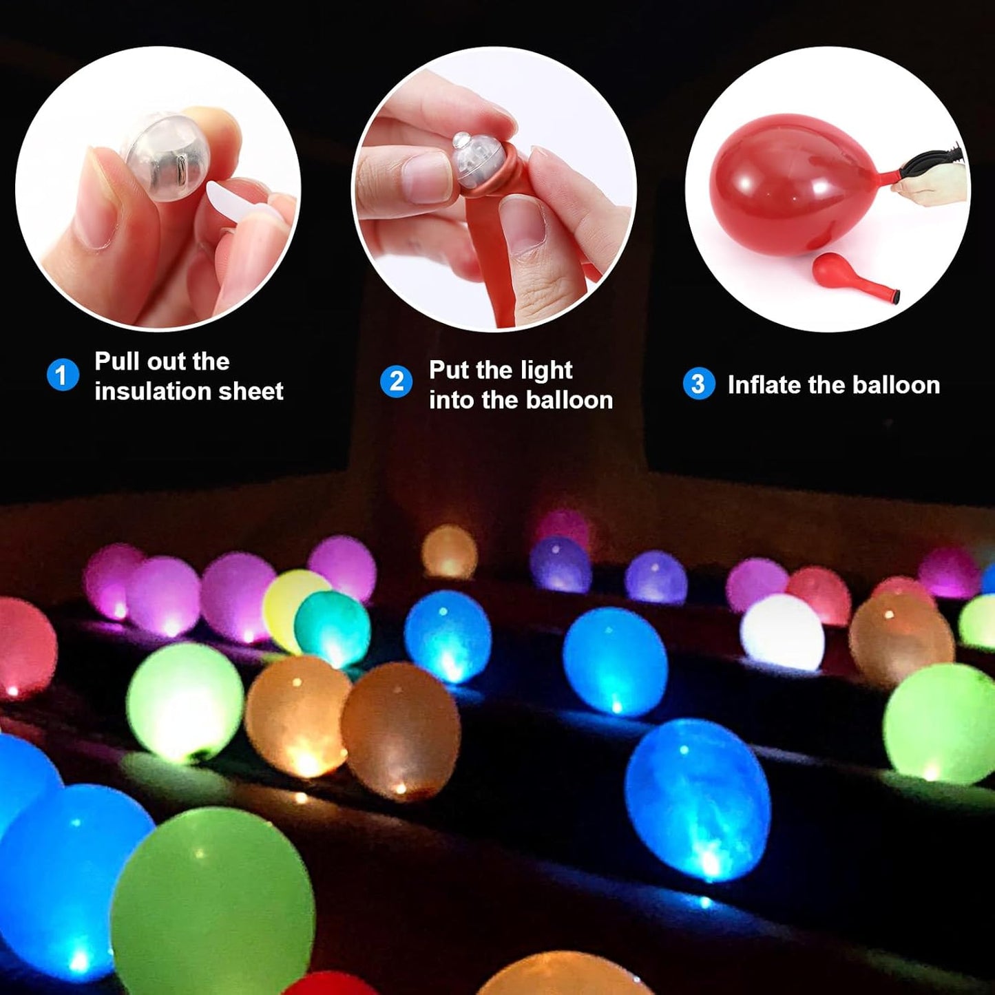 ZGWJ LED Lights, 100pcs Mini for Party Decorations, Light up Balloons, Paper Lanterns, Easter Eggs, Birthday, Wedding, Halloween, Christmas