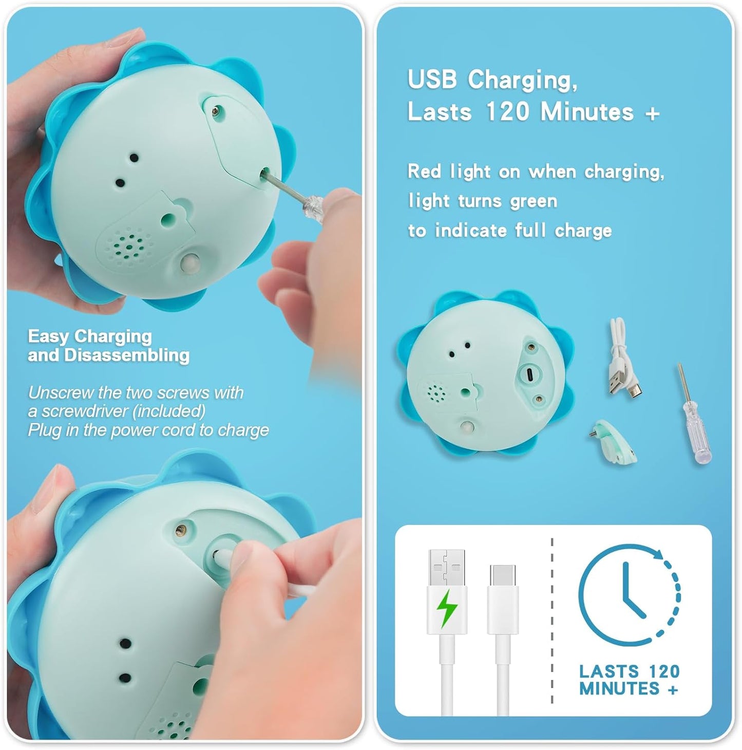 Light Up Bath Toy Sprinkler for Babies, Rechargeable Bathtub Pool Water Toys Baby Gifts for Toddlers, Shower Essentials (Blue Octopu)