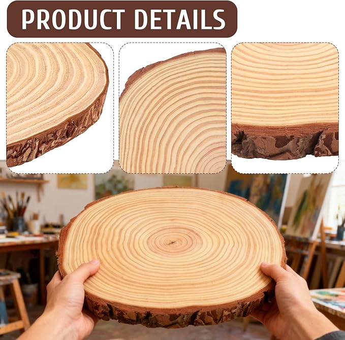 FSWCCK 2 Pack Nature Unfinished Round Wood Slices, 11-13 Inches Wooden Circle