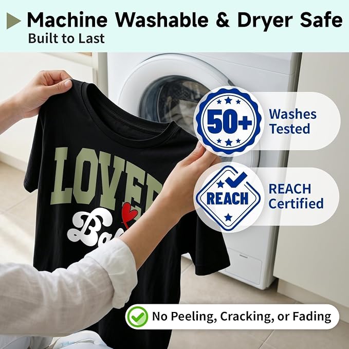 TECKWRAP Heat Transfer Vinyl for T-Shirts, 50+ Washes, REACH Certified & Dryer
