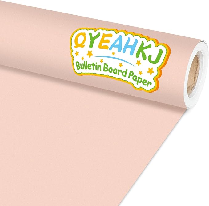 Qyeahkj Pink Bulletin Board Paper Roll Girl Blush Pink Bulletin Board