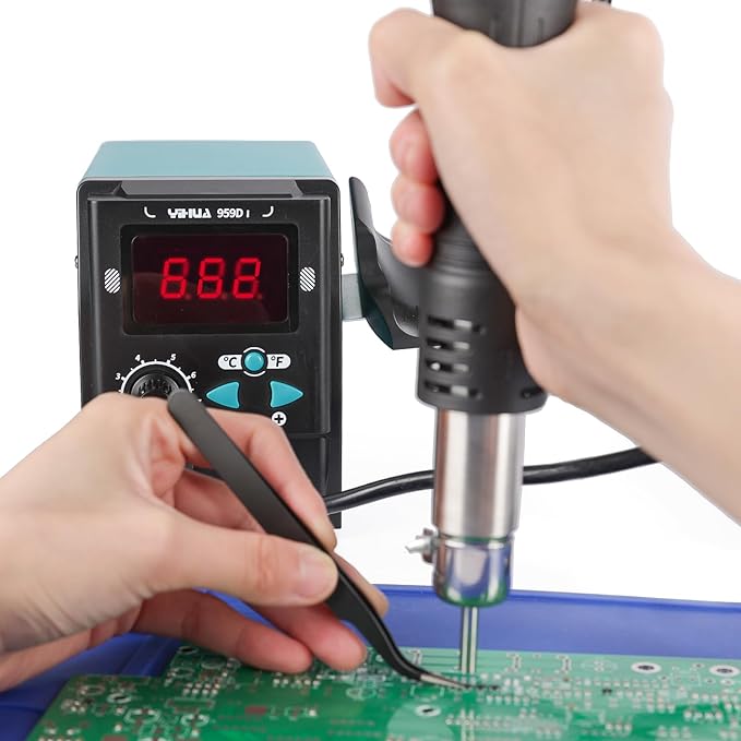 YIHUA 959D I Digital Hot Air Rework Station for SMD Reflow Soldering with 3 Hot Air Nozzles