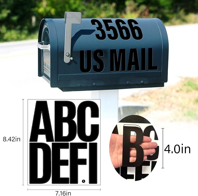 Letter Stickers, Mailbox Numbers, 4 Inch Waterproof Vinyl Alphabet | 4 Inch