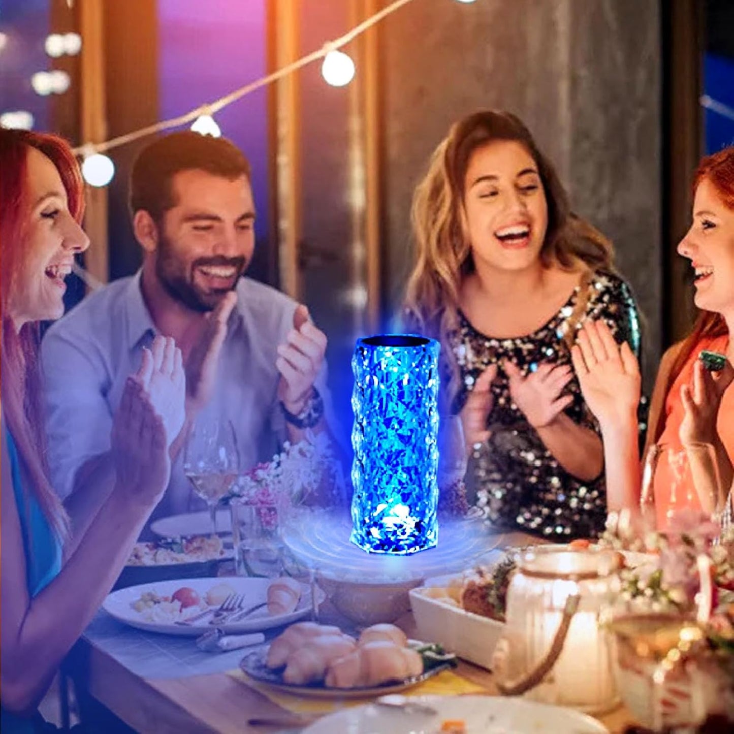 Crystal Lamp Touch, RGB 16 Colors Changing Night Light with Remote, Rechargeable Crystal Table Lamp Bedside Lamp, Rose Wave Diamond Night Light, Ambient Lighting for Bedroom/Game Room/Dinning Room