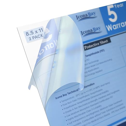 Icona Bay PET Plexiglass, Thin & Flexible Plastic Sheets, Picture Frame
