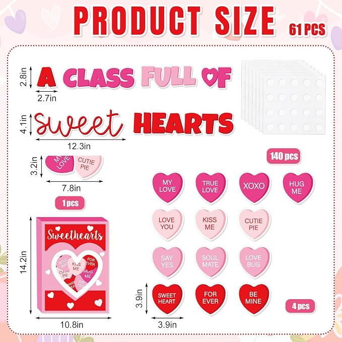 JarThenaAMCS Valentine' s Day Classroom Door Decoration Bulletin Board Set Red