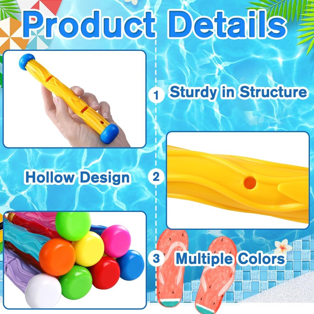 8PCS Pool Diving Swim Toys Colorful Underwater Training Sinking Throwing Dive Sticks for Kids Summer Pool Swimming Party Favor Games