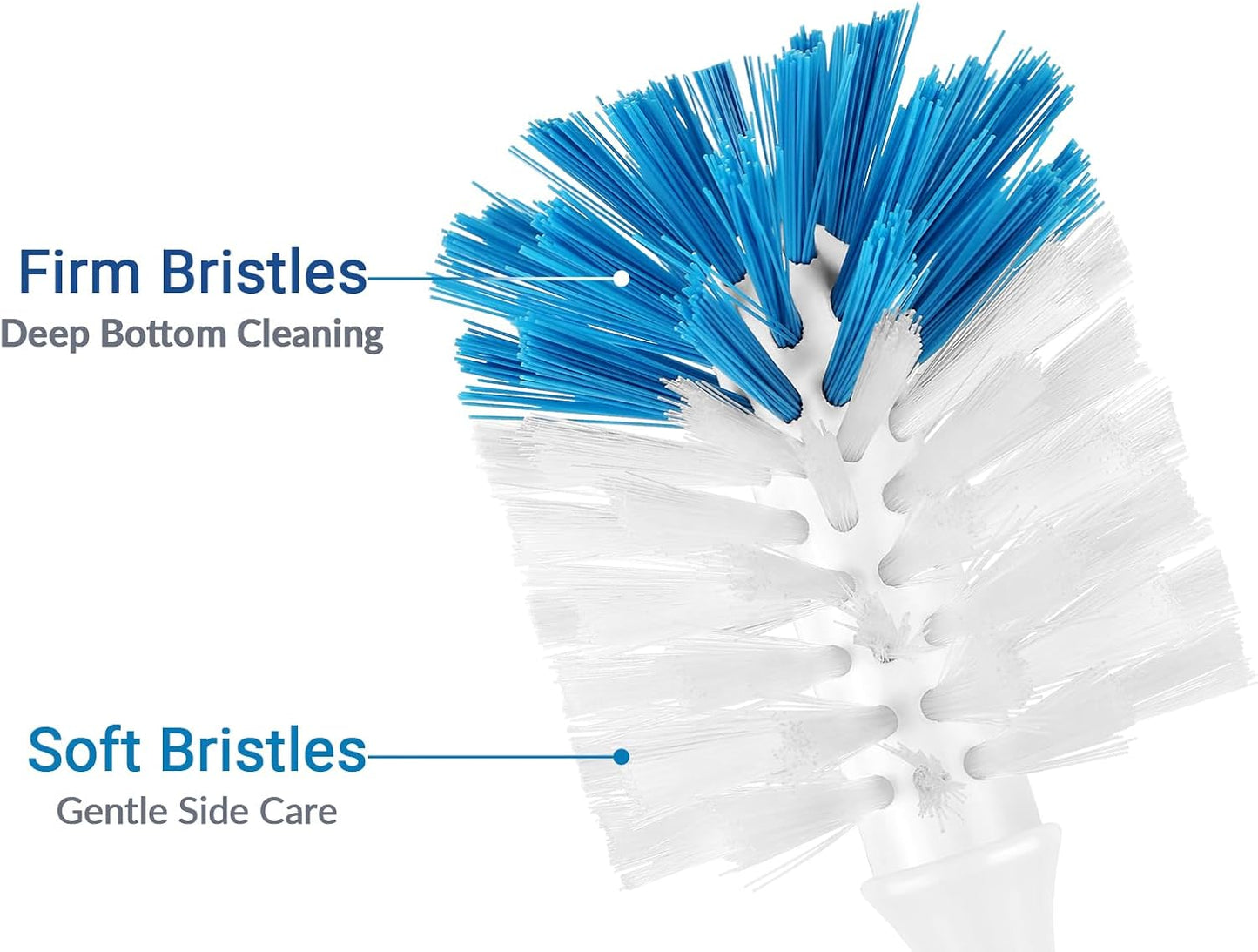 Bottle Brush Cleaner, Long Handle Bottle Brush with Dual Bristles for Water Bottles, Glassware, Mugs, Sports & Baby Bottles Cleaning, Blue 3 Pack