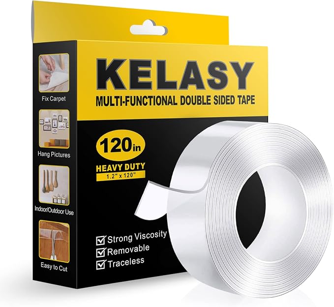Kelasy Nano Double Sided Tape Heavy Duty, Extra Strong Sticky Double Sided