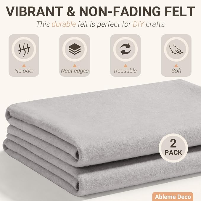 Felt Fabric Sheets 18" x 18" 1.6mm Soft Craft Felt, Light Grey | Soft Precut