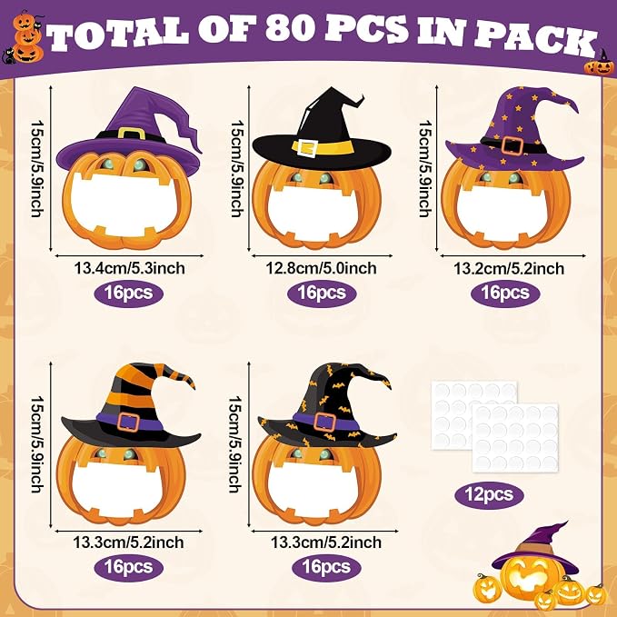 gisgfim 80Pcs Halloween Cutouts Witch Party Decorations Bulletin Board Pumpkins