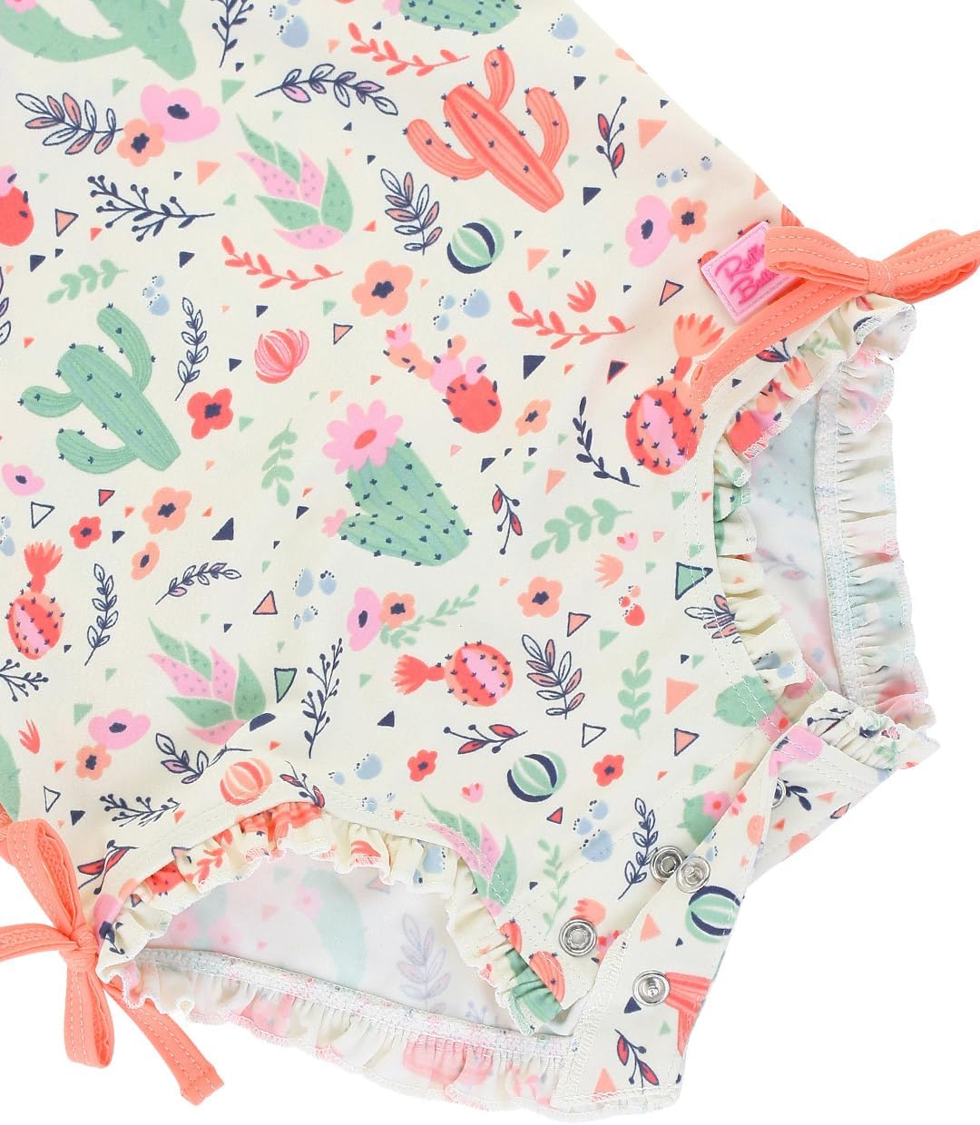 RuffleButts Baby Girls UPF 50+ Sun Protection Novelty Print Long Sleeve One Piece Rash Guard Swimsuit with Zipper