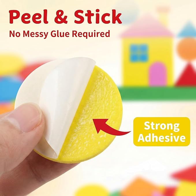 Foam Shapes for Crafts About 1000Pcs, Self-Adhesive EVA Foam Geometric Shapes