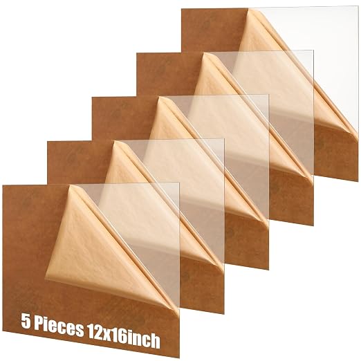 Wesiti 5 Pieces Clear Acrylic Sheet Cast 1/8"