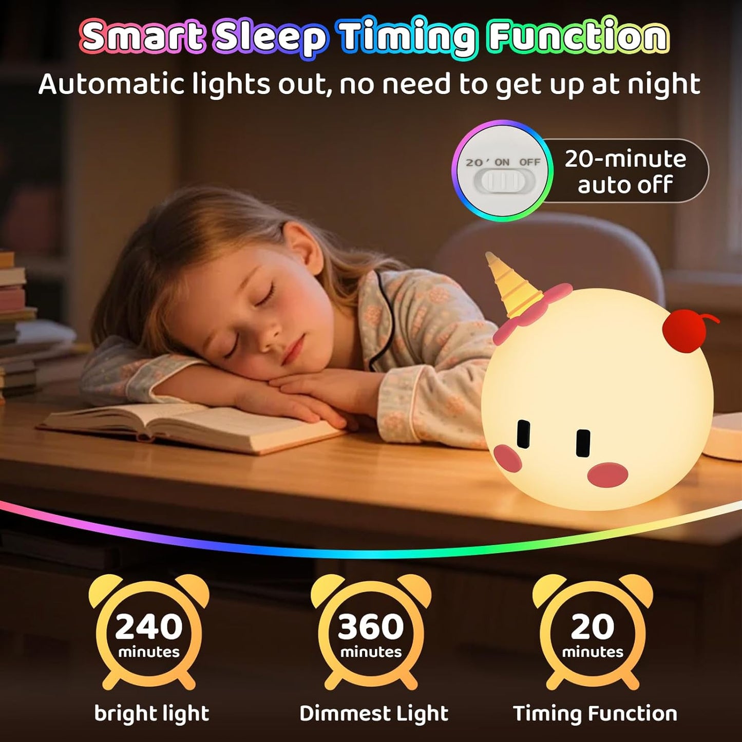 Monster Night Light for Kids, Silicone Touch Night Light for Baby Nursery, Voice-3-Level Warm Light Adjustment Portable Nursing Room Light, Rechargeable Nightlight for Girls and Boys Bedside Gift