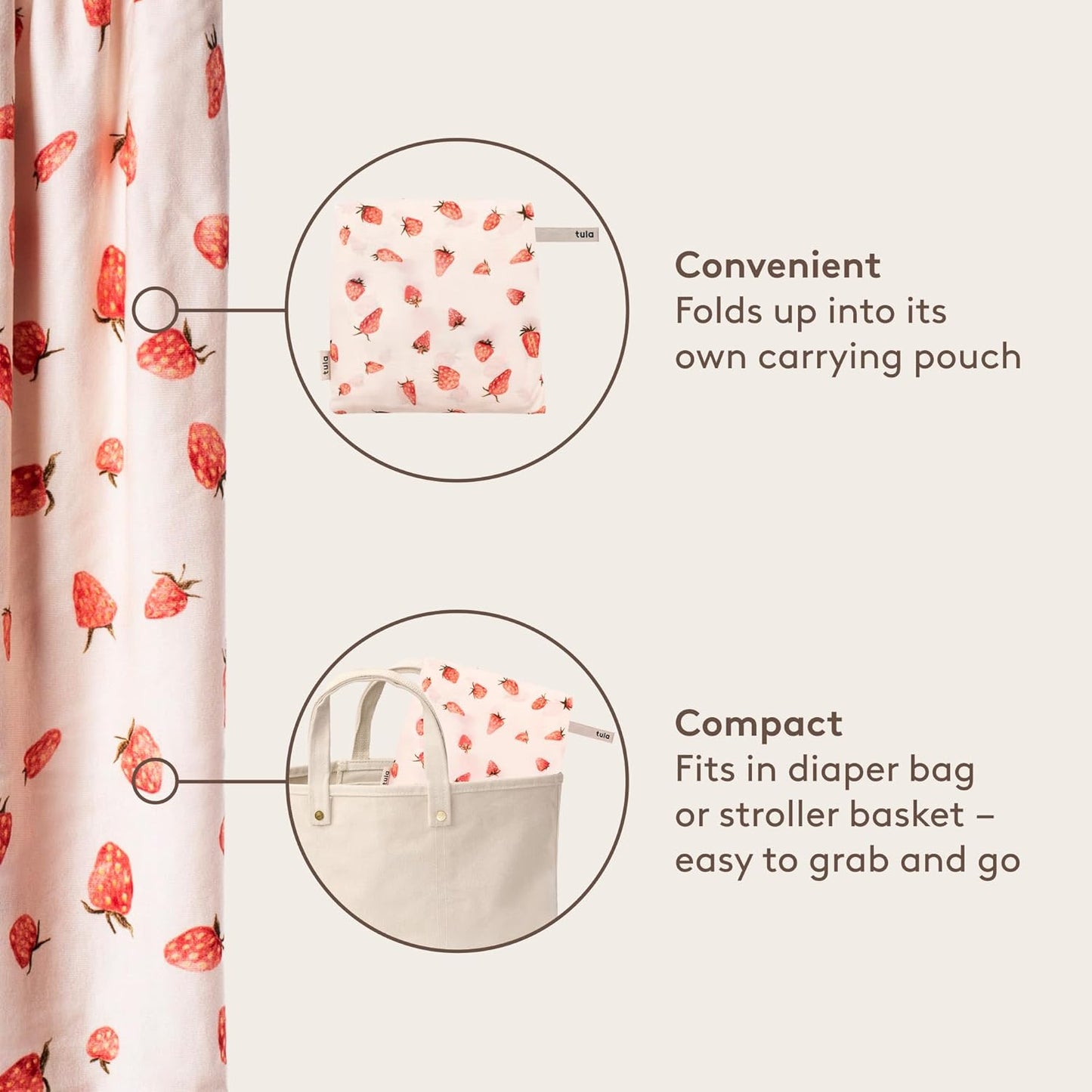 Baby Tula Stretchy Tencel™ Baby Wrap Carrier – Soft Newborn & Infant Wrap Sling, Ergonomic Hands-Free Baby Carrier, Breathable & Adjustable, Eco-Friendly for 8–25 lbs - Strawberry