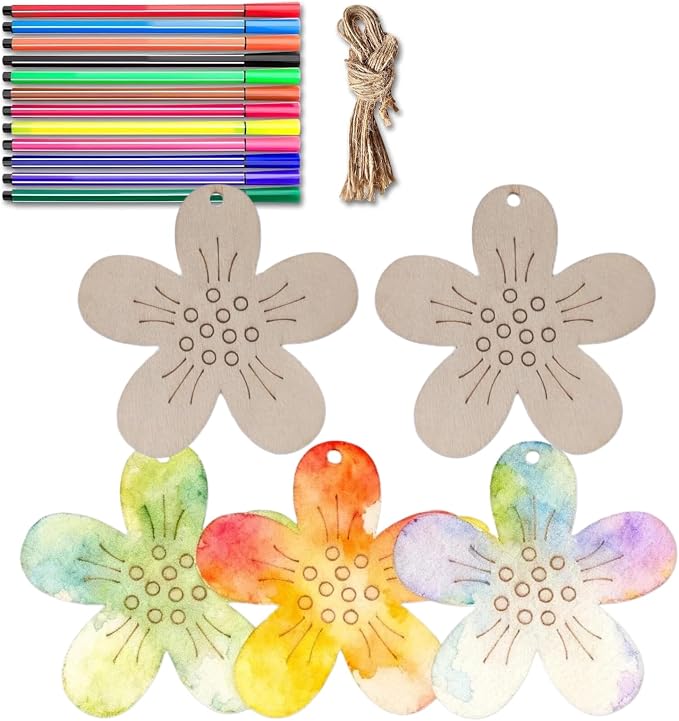 Le Shang 12 PCS Unfinished Wood Crafts, Spring Crafts
