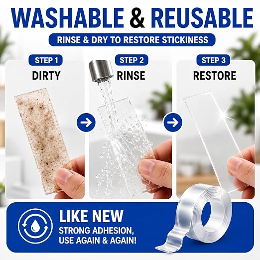 Double Sided Tape Heavy Duty, Nano Clear Mounting Tape, Picture Hanging Poster