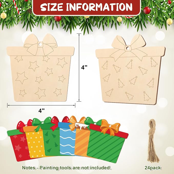 COCHIE Wooden Christmas Ornaments to Paint