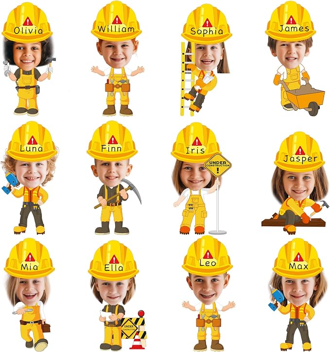60pcs Construct Theme Cutouts Construction Helmet Bulletin Board Decorations