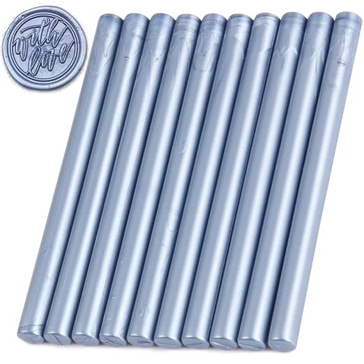 Gray Blue Sealing Wax Sticks, HOSEALING 10pcs Metallic Blue Glue Gun Sealing