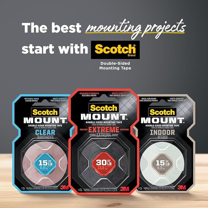 Scotch Double Sided Tape, 1 Roll Adhesive Tape, 1 in x 125 in, Holds Up to 15