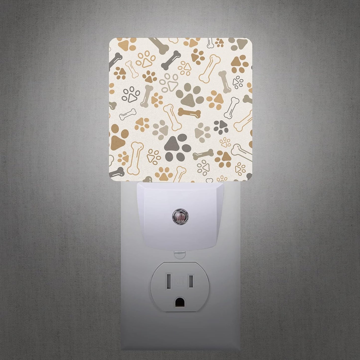 Dog Cat Paw Print Bones Night Light Plug-in LED Nightlights Auto Sensor Night Lamp Dusk-to-Dawn Lamp Home Decor for Nursery Children Girls Boys