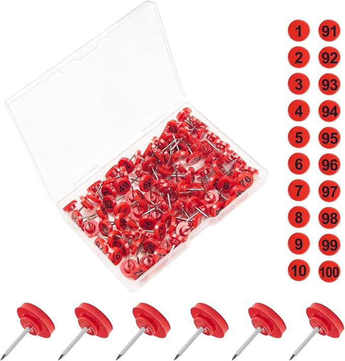 ELANE 100 Pcs Thumb Tacks for Wall Hangings, Flat Thumb Tacks and Push Pins