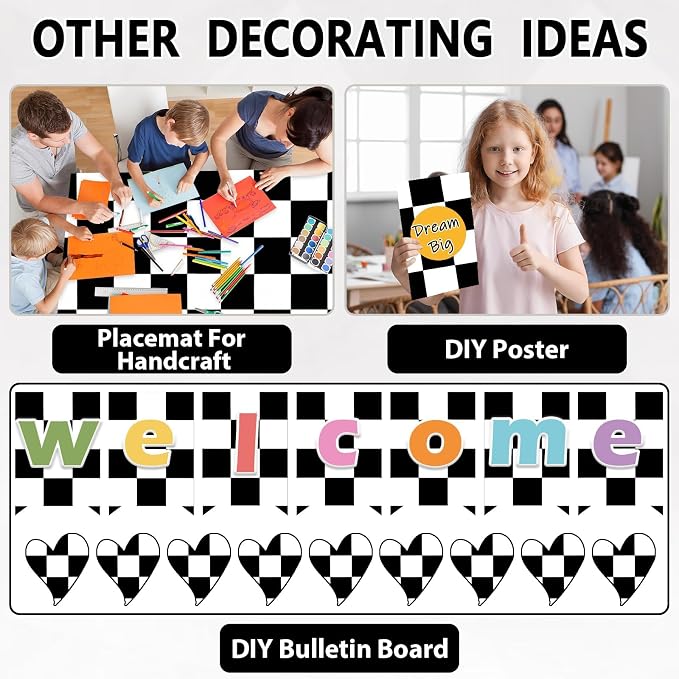 Black White Checkered Bulletin Board Paper Roll Black Plaid Bulletin Board