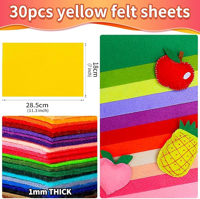 IOOLEEM Yellow Felt Sheets, Craft Felt Fabric Sheets, Sewing Felt Rectangle