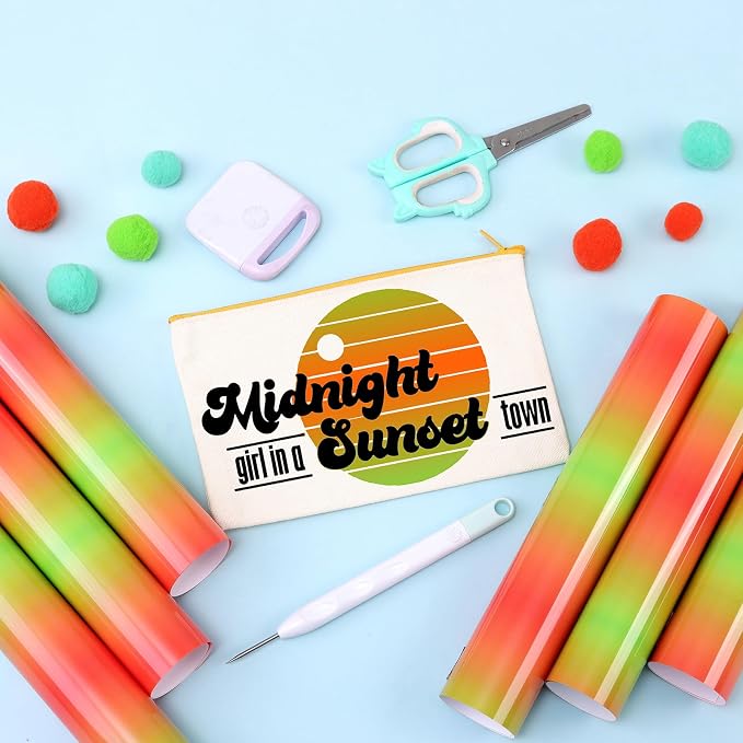 Tintnut Orange Green Gradient Heat Transfer Vinyl, Ombre pattern PU HTV Sheets