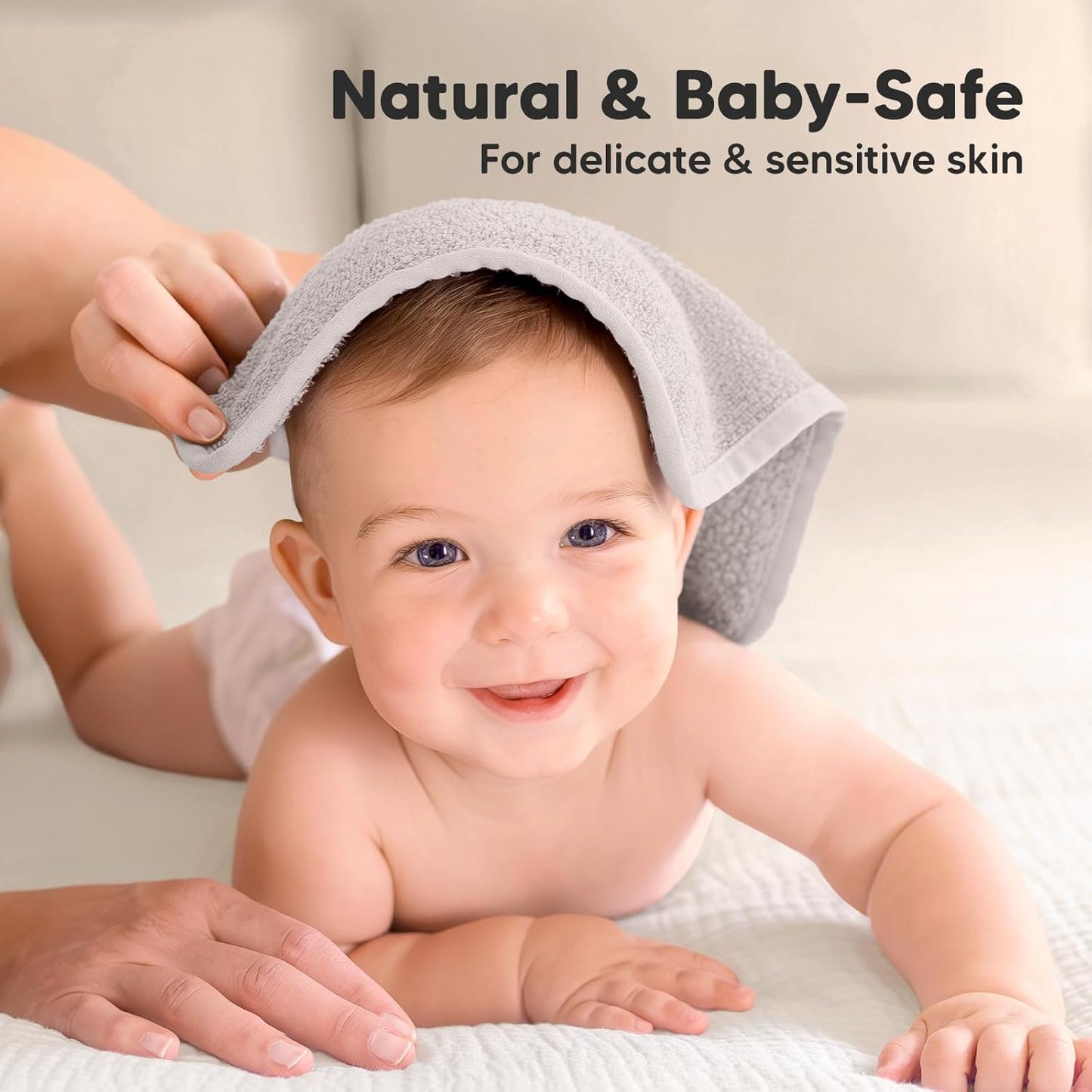 6-Pack Baby Washcloths - Soft Absorbent Viscose from Bamboo Wash Cloths for Babies, Kids, Toddlers, Infant, Newborn Bath Towels,Gentle on Sensitive Skin,10x10 Reusable Face Towels(Heather)