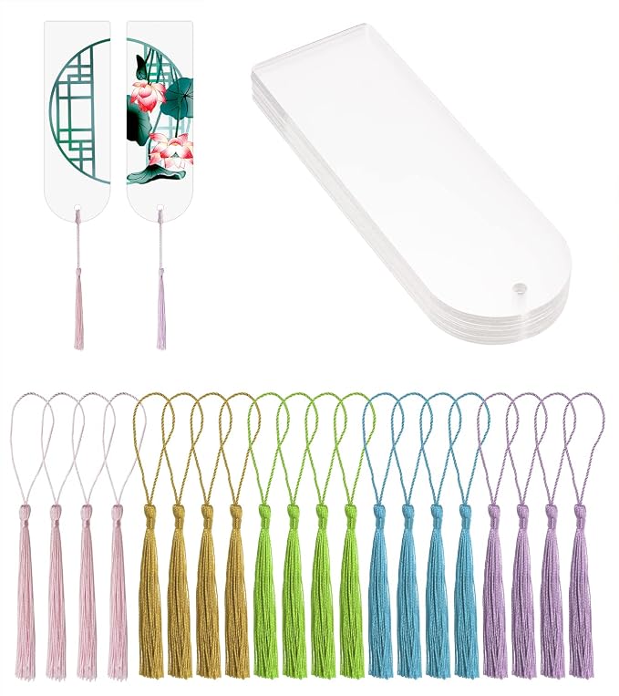 Blank Clear Acrylic Bookmakrs Penta Angel 20Pcs Plastic Craft Transparent