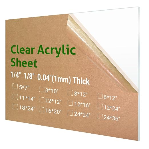 1 Pieces 24 x 36” Clear Acrylic Sheet Plexiglass