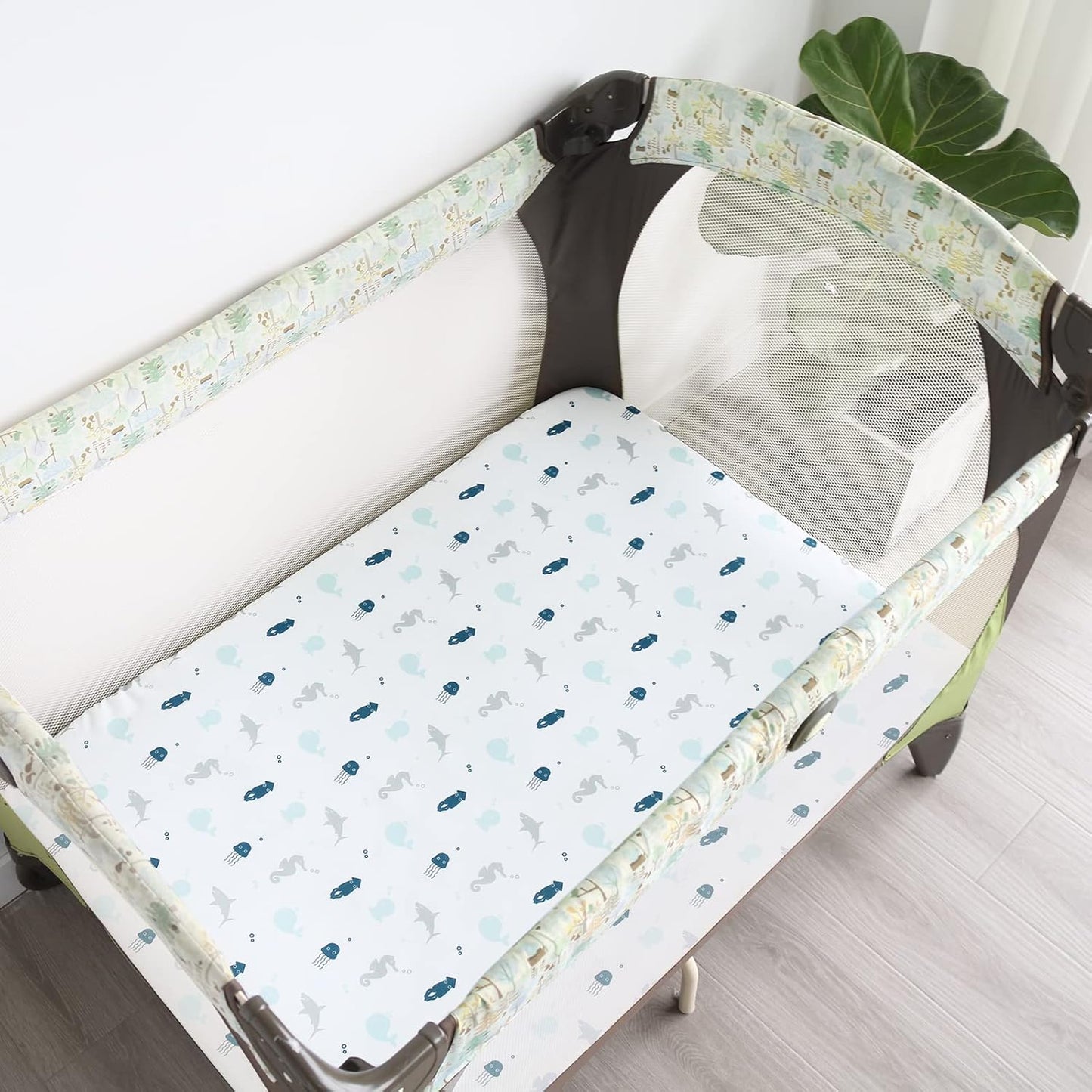 SPRINGSPIRIT Pack and Play Sheets, Pack n Play Sheets Ultra Soft, Mini Crib Sheets 2 Pack, Pack n Play Mattresses Sheets Compatible with Graco Pack n Play, Soft and Breathable, Grey